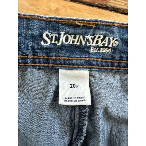 St Johns Bay Womens Denim Skort 20W jean button zipper shorts skirt mini - Picture 4 of 6